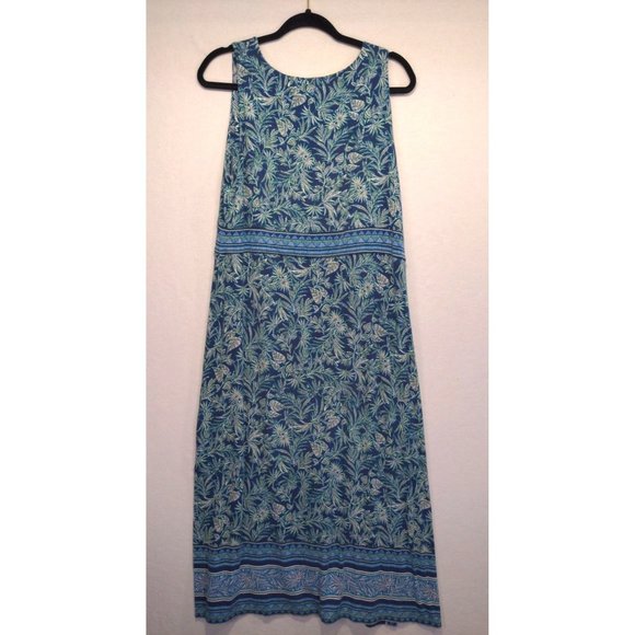 J. Jill Women's Petite Maxi Sundress Super Stretch Floral Tropical Blue/Green M - Picture 7 of 7